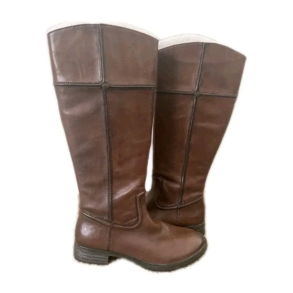Bussola Trapani Tall Brown Leather Riding Boots Equestrian Knee High EU 38 US 7
